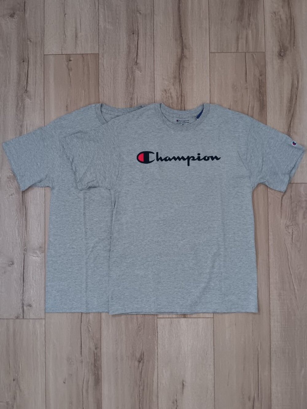 Lot of 2 Champion Men M Classic Graphic T-Shirt Gray Jersey Cotton Blend